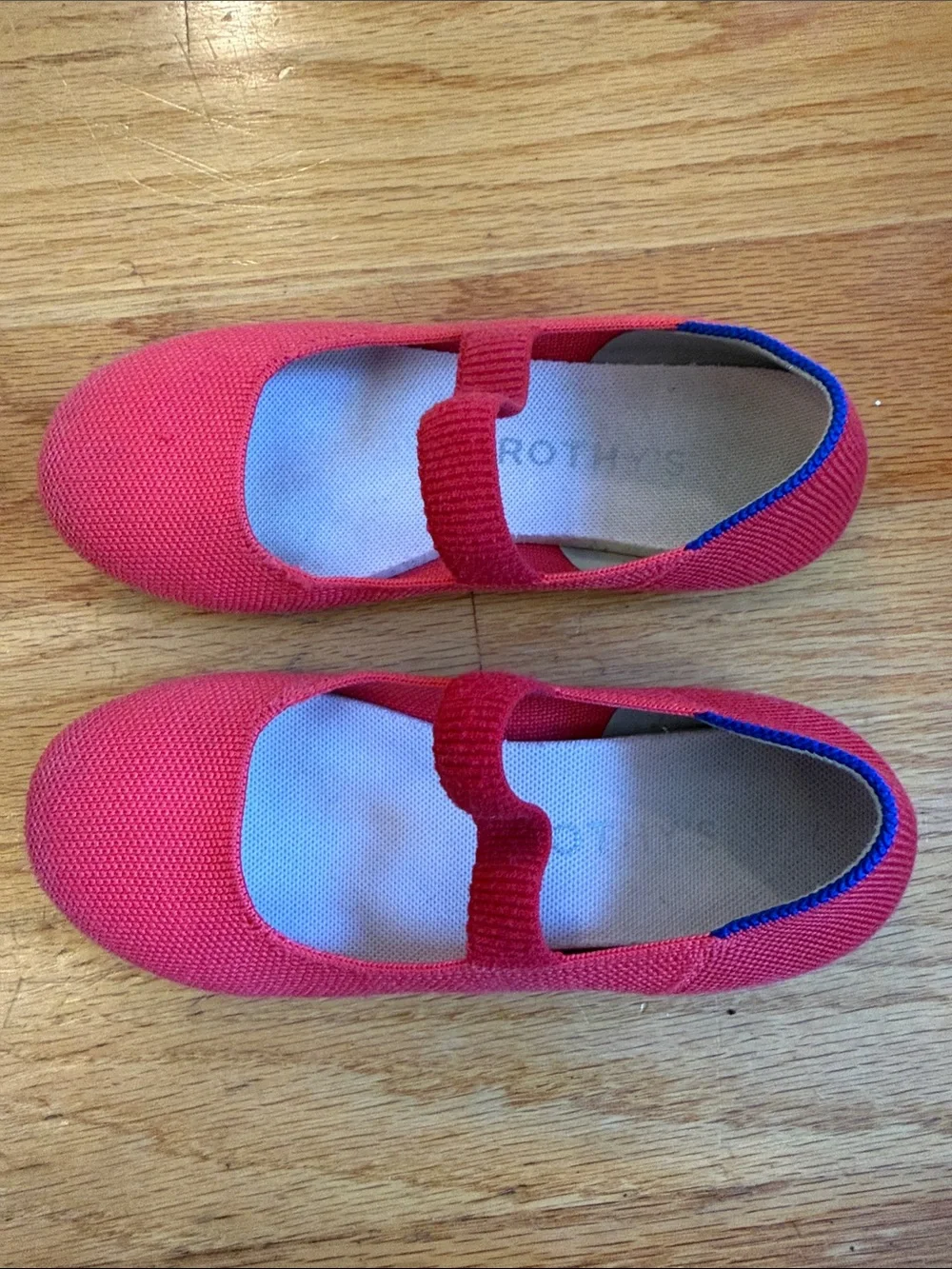 Rothy's Red Knit Mary Jane Flats with Elastic Strap